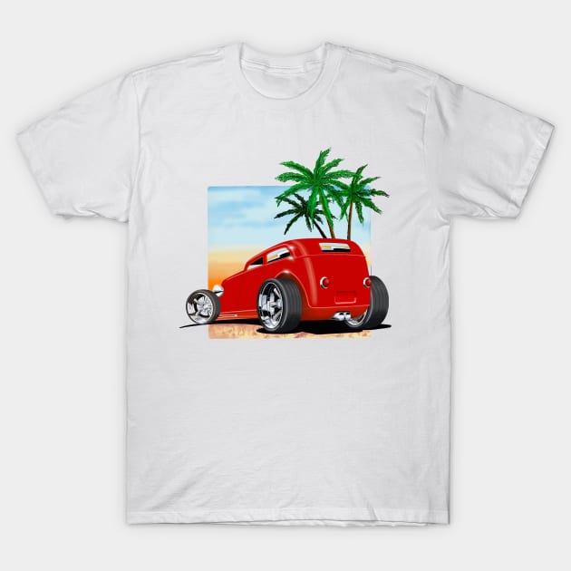 Red Hot Rod in Paradise T-Shirt by ScarabMotorsports